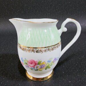 Royal Grafton Fine Bone China Porcelain Small Pitcher Creamer‎ Floral Green VTG